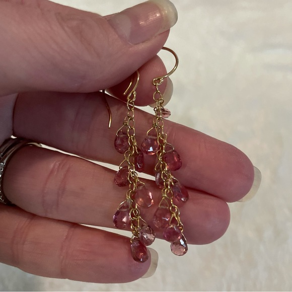 Gorgeous 14k gold and tourmaline earrings - Picture 6 of 10